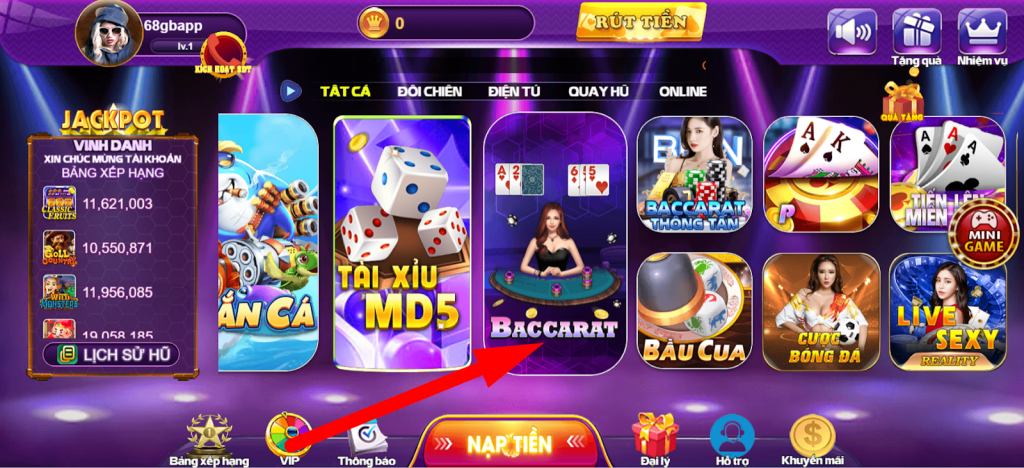 Game bài Baccarat tại 68 game bài