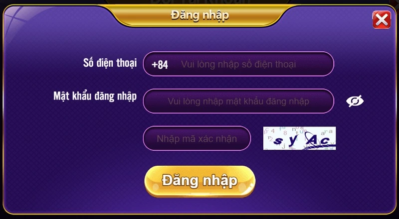 Biểu mẫu đăng nhập tài khoản thành viên sân chơi 68 game bài 