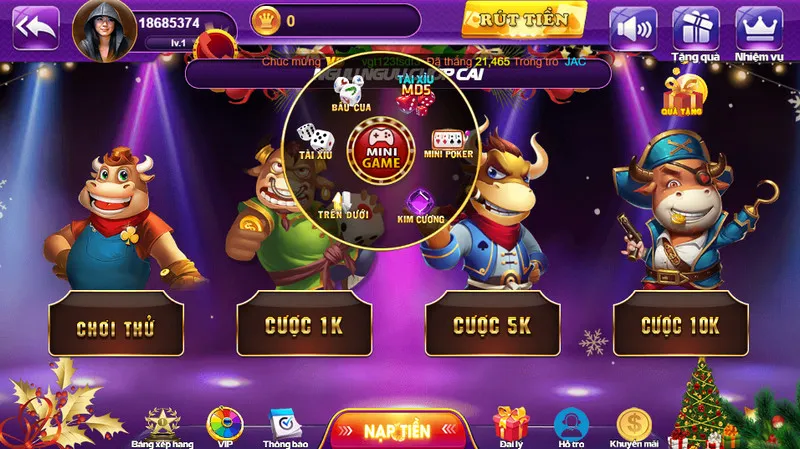 Người chơi có thể vào mini game dù đang ở giao diện nào